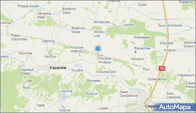 mapa Kroczów Mniejszy, Kroczów Mniejszy na mapie Targeo